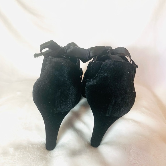 Kelly & Katie Black Velvet Peep Toe Bootie - Picture 6 of 9